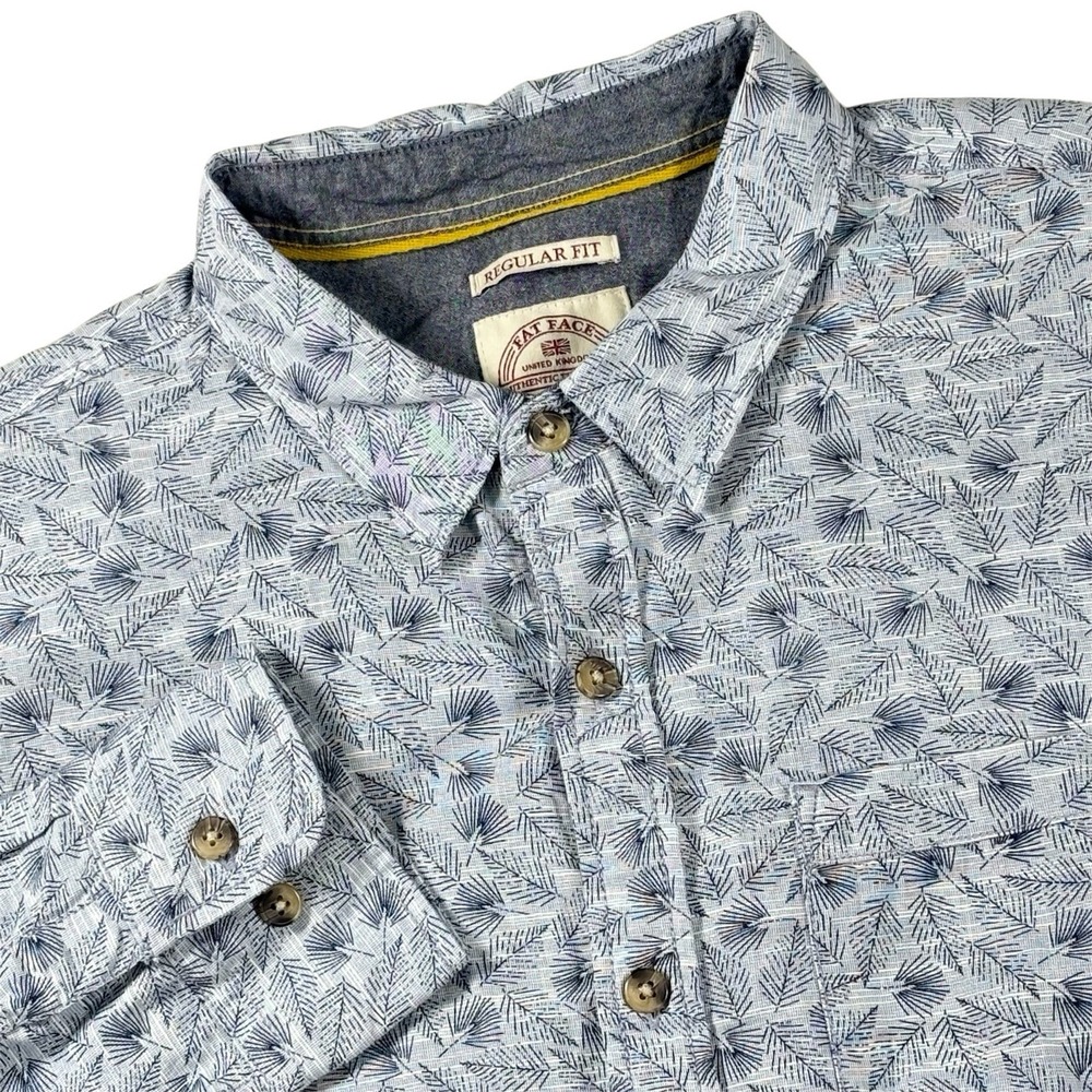 Fat Face Button Up Shirt Mens XL Multicolor Geometric All Over Print Long Sleeve
